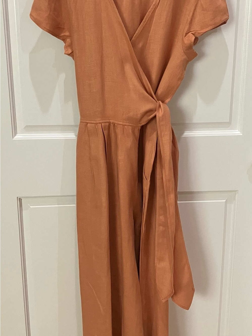 Womens Ankle-Length Wrap Jumpsuit in Rust